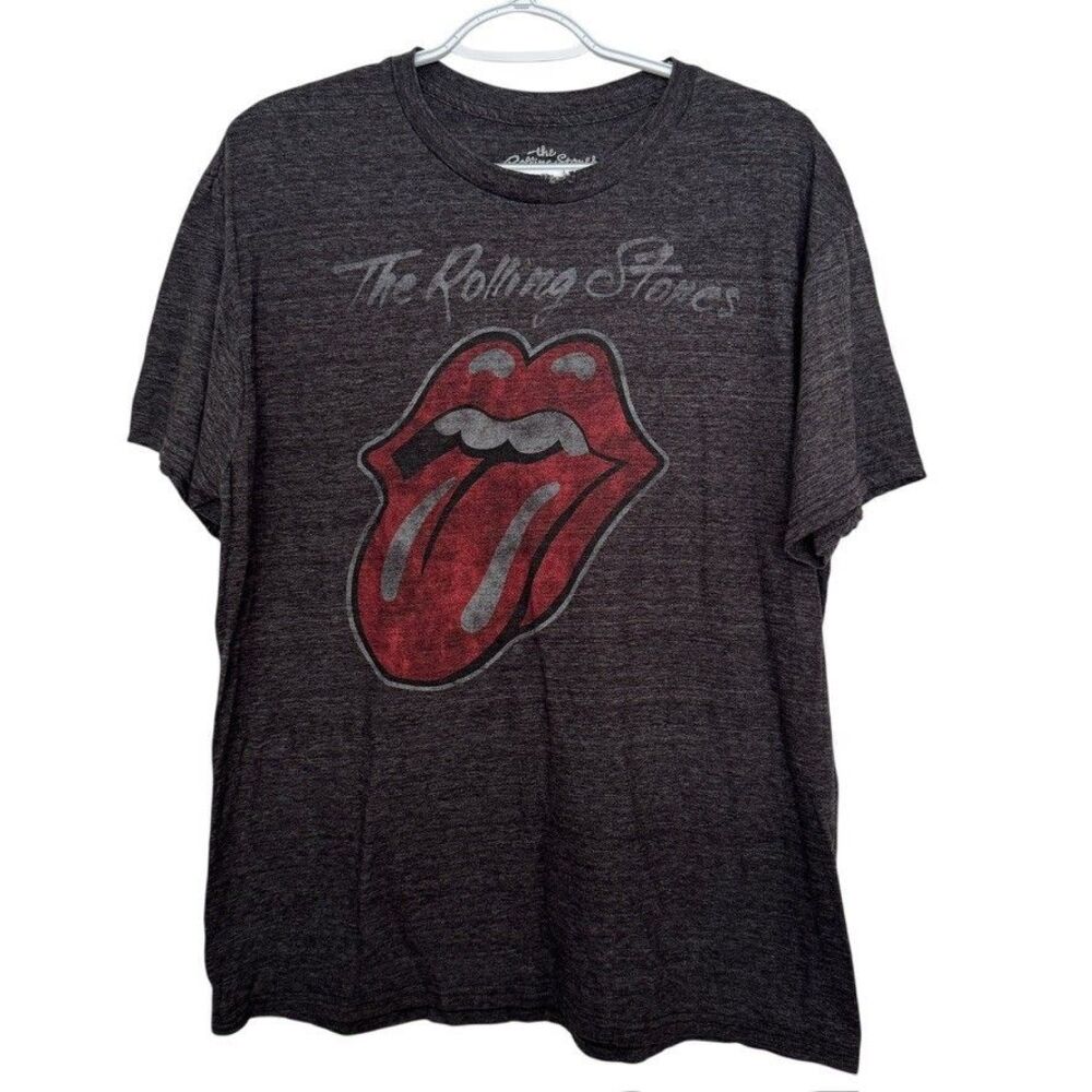 The Rolling Stones Gray T Shirt Graphic Red Tongue Logo Pullover Short Sleeve XL